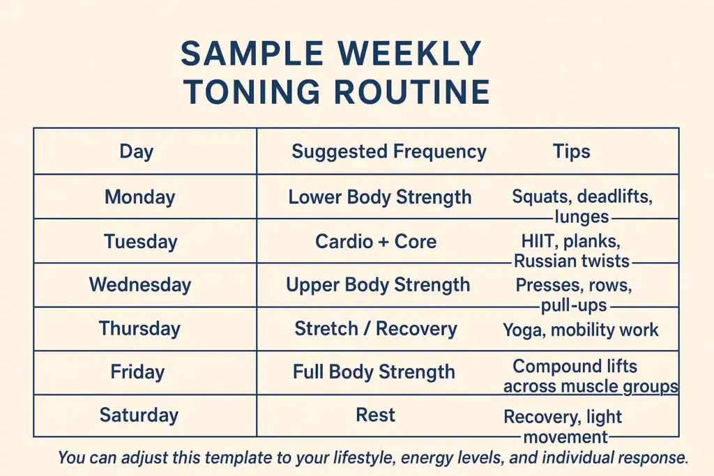 Achieving the Perfect Tone: How Often Should You Exercise for Results? 4 Weekly exercise Stratford-upon-Avon plan graphic