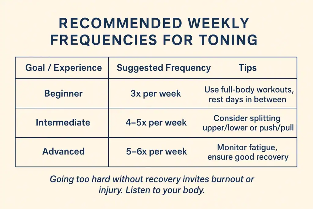 Achieving the Perfect Tone: How Often Should You Exercise for Results? 2 Graphic to show how often you should do exercise to help with toning Stratford-upon-Avon